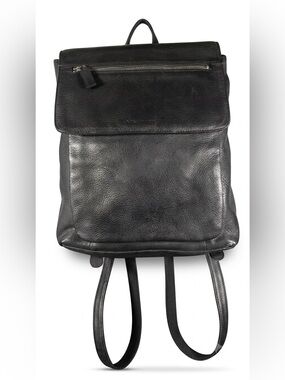Vintage Nine West Black Leather Backpack Minimalist Rucksack